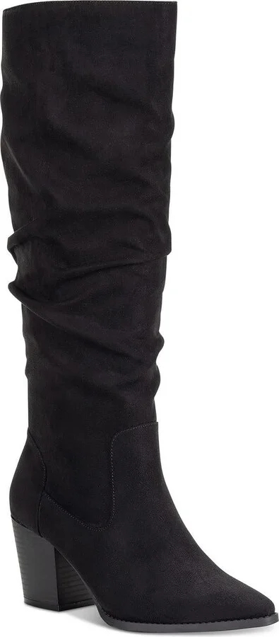 Womens Zip Up Pointed Toe Knee-High Boots