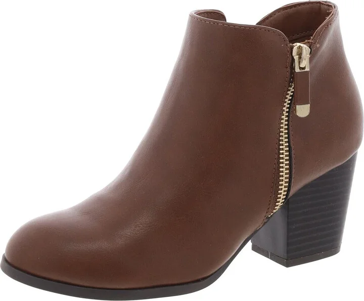Womens Zipper Faux Leather Ankle Boots
