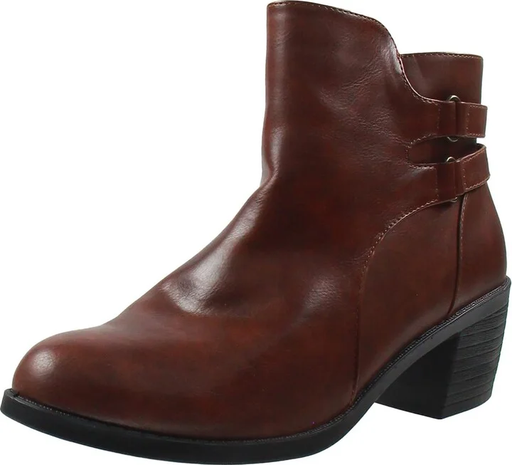 Womens Zipper Faux Leather Booties