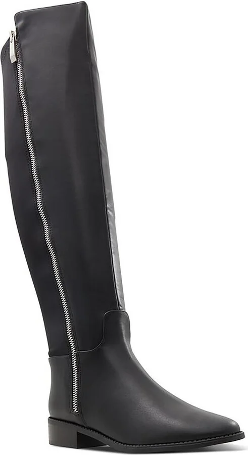 Womens Zipper Faux Leather Knee-High Boots