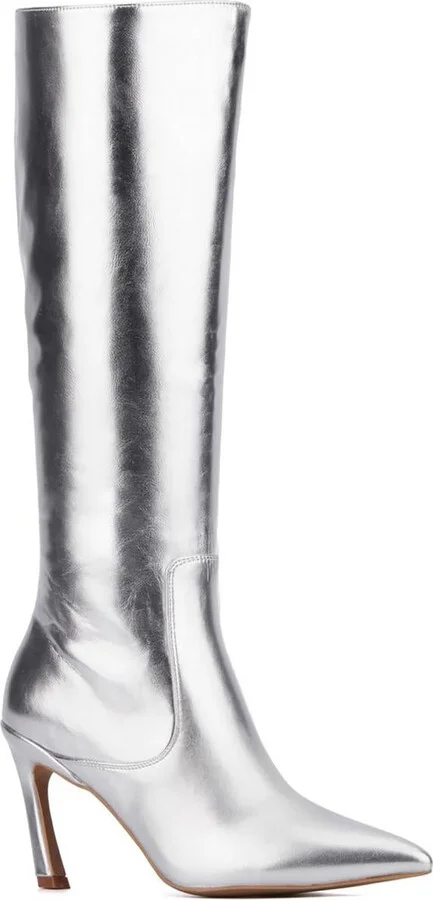 Womens Zipper Faux Leather Knee-High Boots