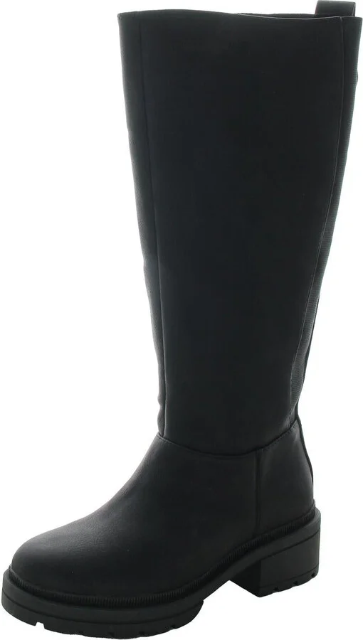 Womens Zipper Faux Leather Knee-High Boots