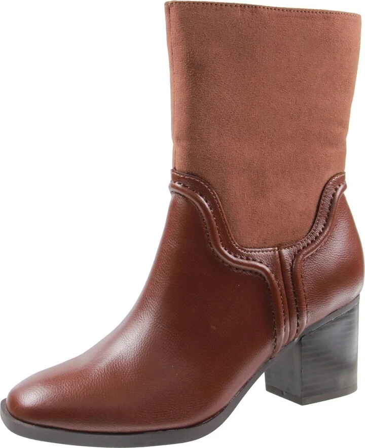 Womens Zipper Faux Leather Mid-Calf Boots