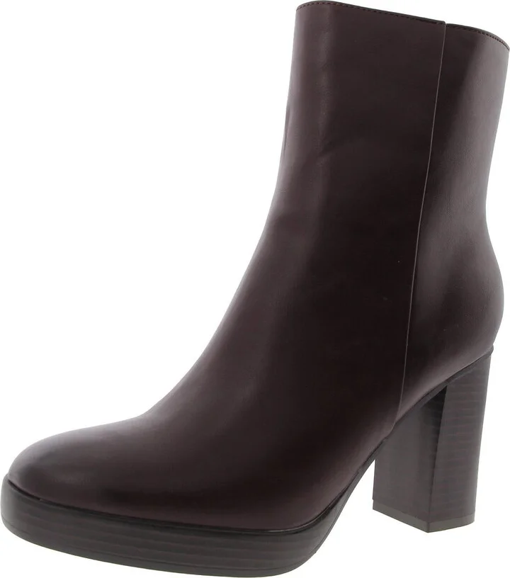 Womens Zipper Faux Leather Mid-Calf Boots