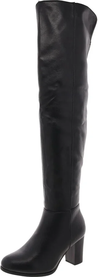 Womens Zipper Faux Leather Over-The-Knee Boots