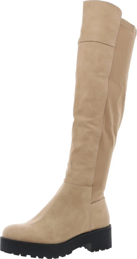 Womens Zipper Faux Leather Over-The-Knee Boots