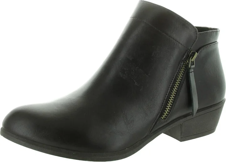 Womens Zipper Faux Leather Shooties