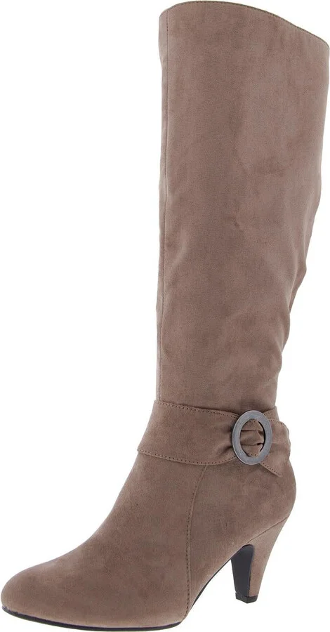 Womens Zipper Faux Suede Knee-High Boots