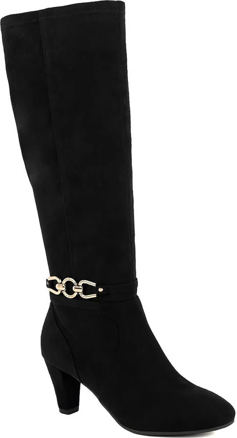 Womens Zipper Faux Suede Knee-High Boots