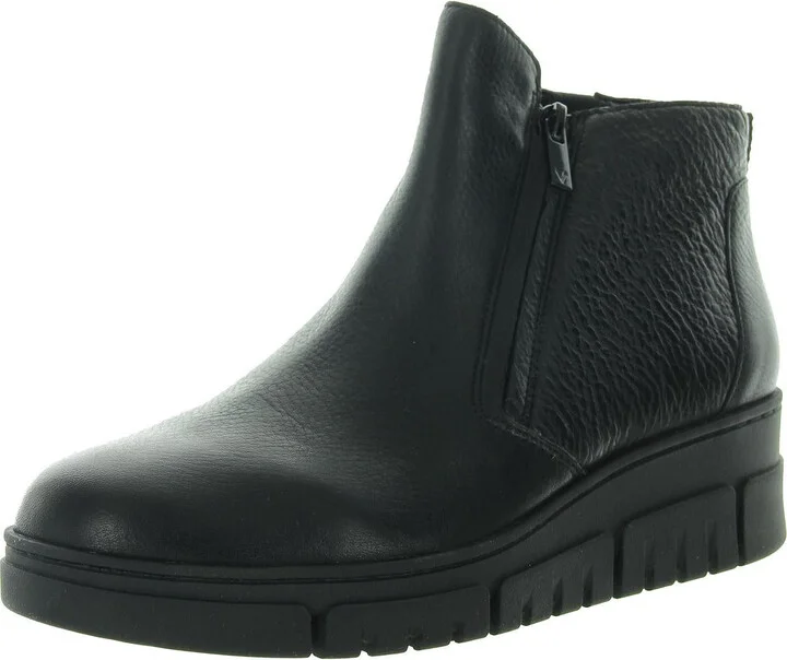 Womens Zipper Leather Ankle Boots