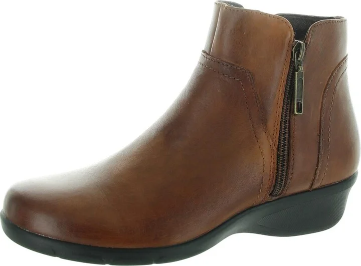 Womens Zipper Leather Ankle Boots