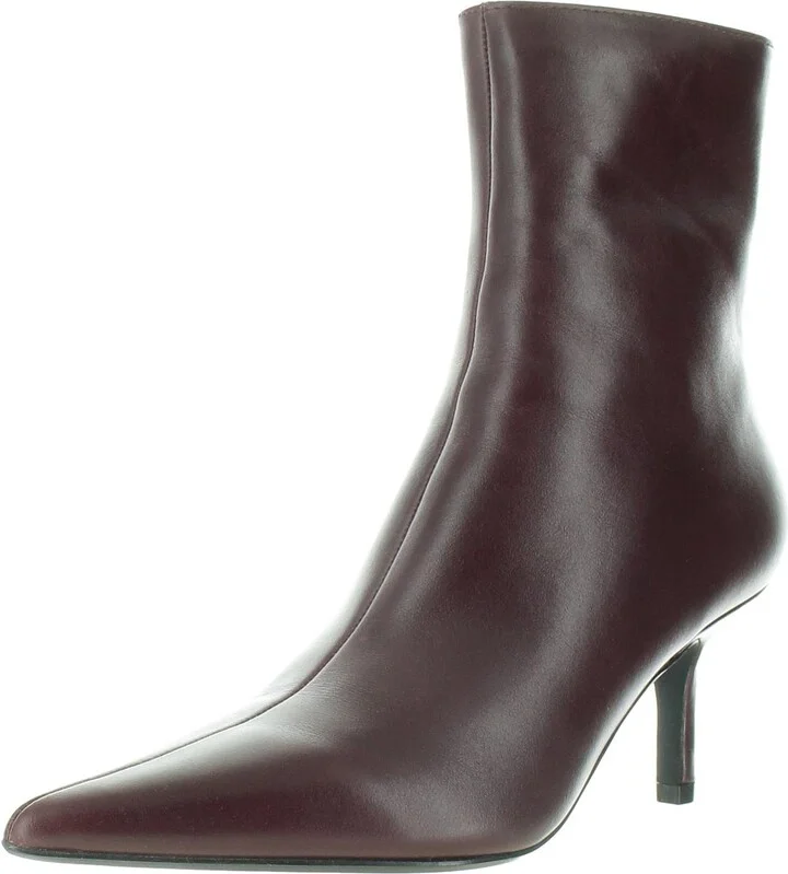 Womens Zipper Leather Ankle Boots
