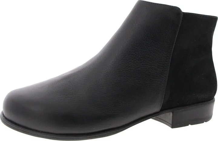 Womens Zipper Leather Ankle Boots