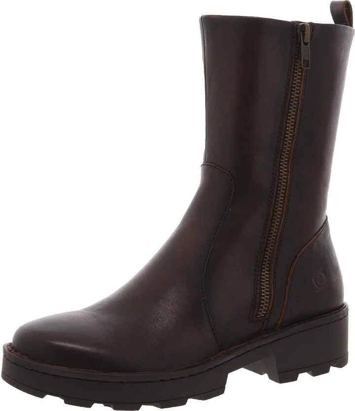 Womens Zipper Leather Combat & Lace-Up Boots