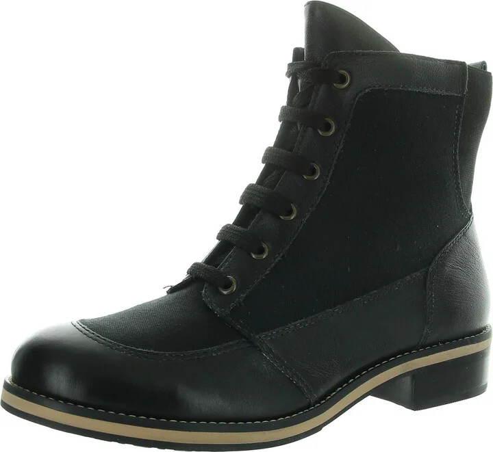 Womens Zipper Leather Combat & Lace-Up Boots