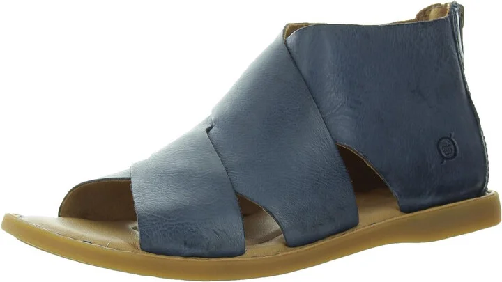 Womens Zipper Leather Flatform Sandals