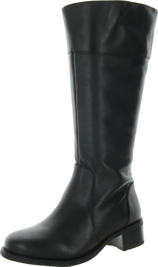 Womens Zipper Leather Knee-High Boots