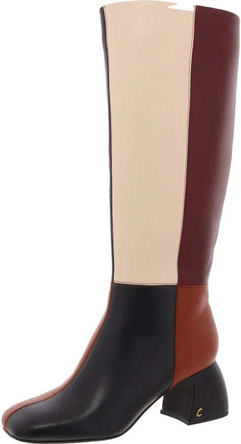 Womens Zipper Leather Knee-High Boots