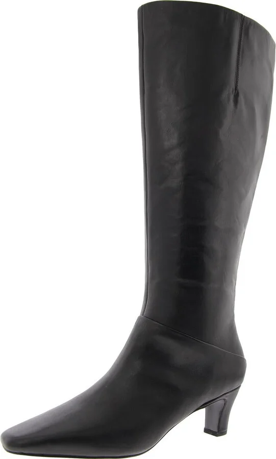 Womens Zipper Leather Knee-High Boots