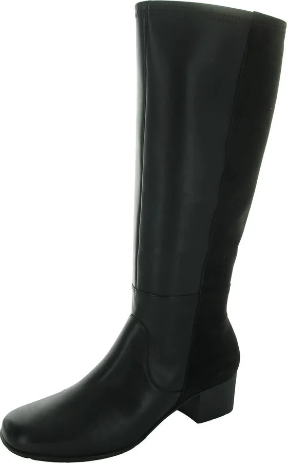 Womens Zipper Leather Knee-High Boots