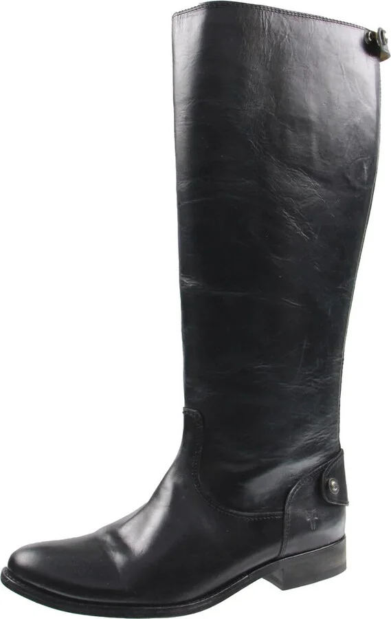 Womens Zipper Leather Knee-High Boots