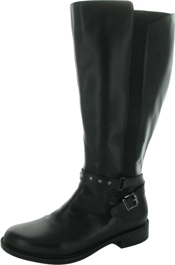 Womens Zipper Leather Knee-High Boots