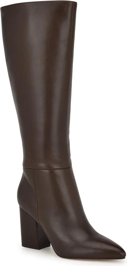Womens Zipper Leather Knee-High Boots