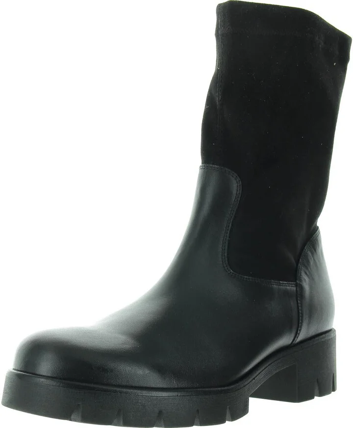 Womens Zipper Leather Mid-Calf Boots