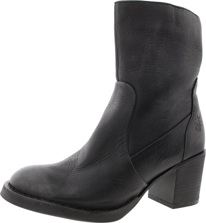 Womens Zipper Leather Mid-Calf Boots