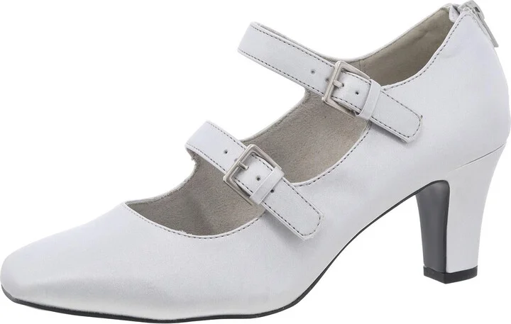Womens Zipper Satin Mary Jane Heels