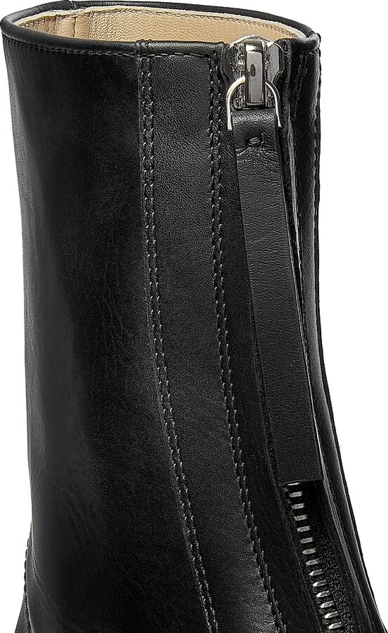 Women's Zippered Platform Leather Combat Boots - Black - Size 9 - Image 6