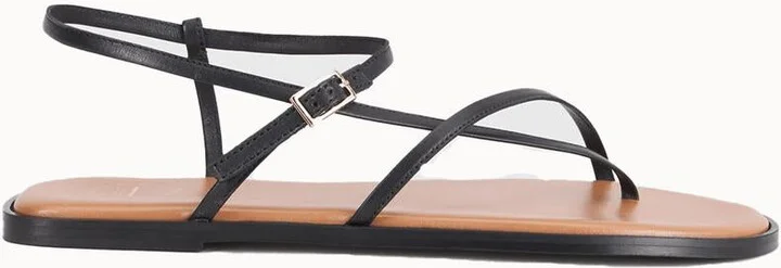 Wome's Capri Nappa Flat Sandals In Black