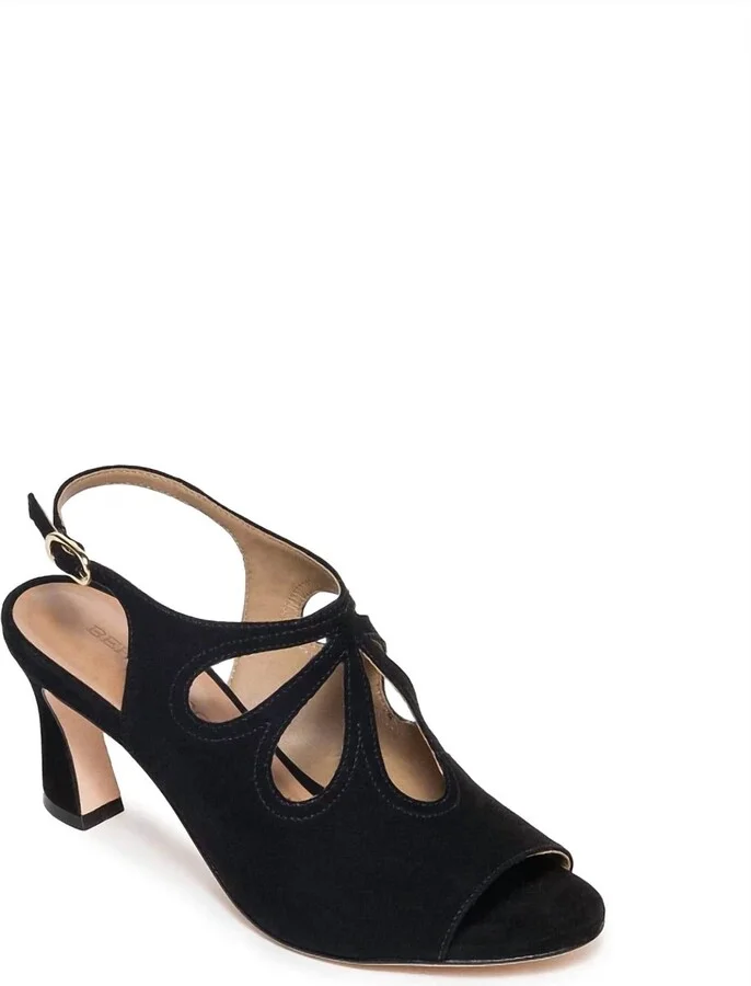 Wome's Nili Heels - Medium In Black Kid Suede