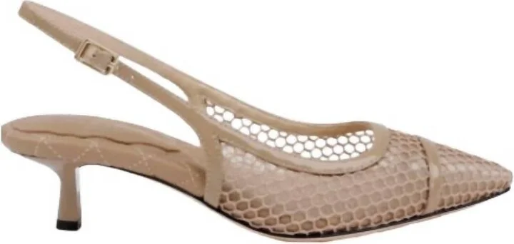 Womne's Graland Pointed Toe Slingback Pump In Cappuccino Mesh