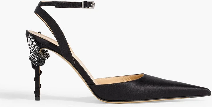 Wonder Tulip floral-appliquéd satin pumps