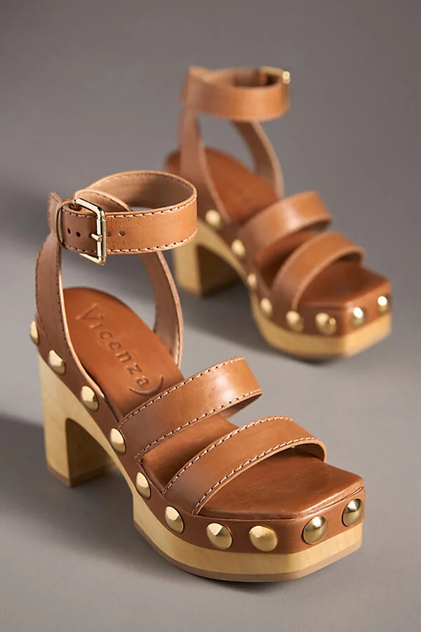 Wood-Bottom Studded Platform Sandals - Image 2