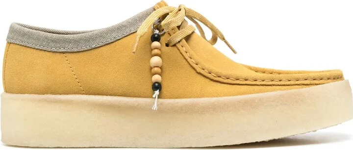 Wooden-Beads Suede Boat Shoes