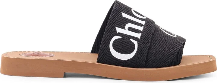 Woody Linen Flat Sandals