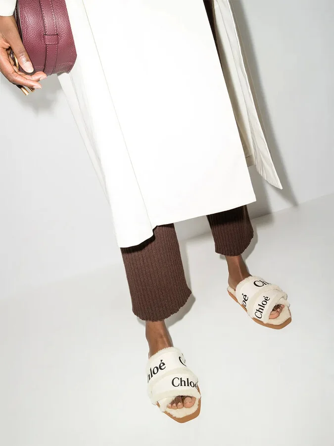 Woody logo-tape flat sandals - Image 2