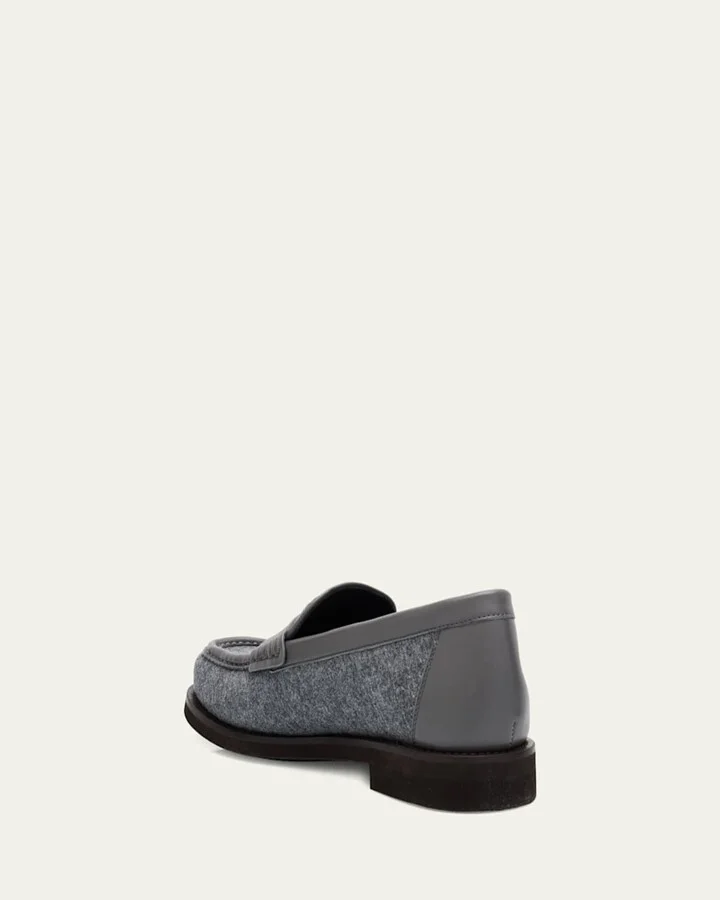Wool Monili Leather Penny Loafers - Image 3