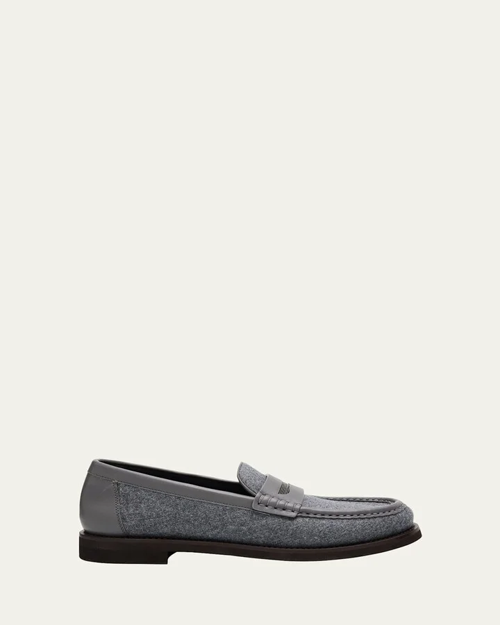 Wool Monili Leather Penny Loafers