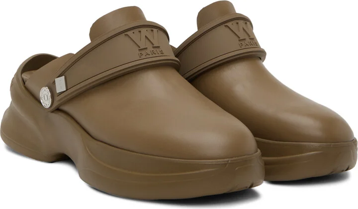 WOOYOUNGMI Beige Embossed Clogs - Image 4