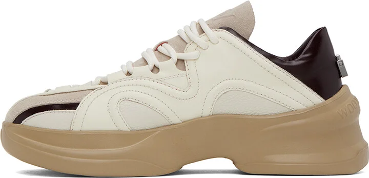 WOOYOUNGMI White & Brown Low Sneakers - Image 3