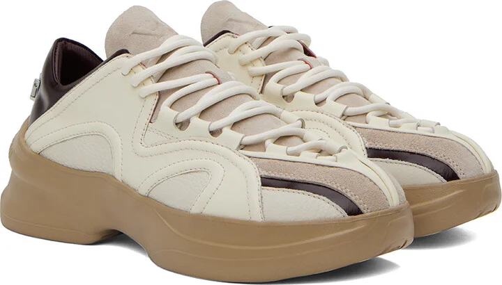 WOOYOUNGMI White & Brown Low Sneakers - Image 4