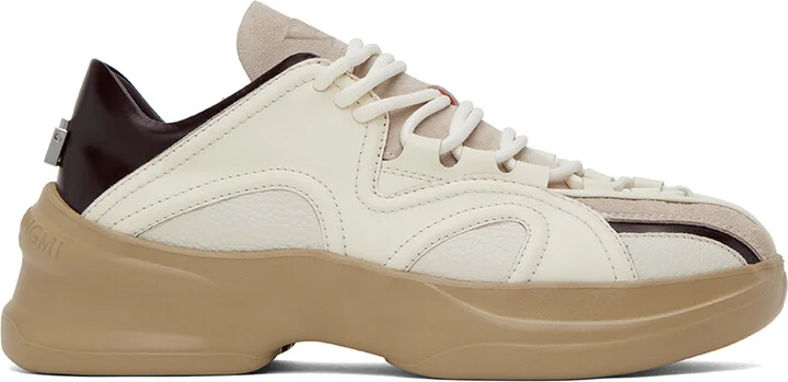 WOOYOUNGMI White & Brown Low Sneakers