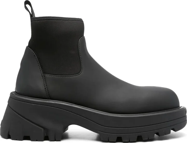 Work panelled ankle boots