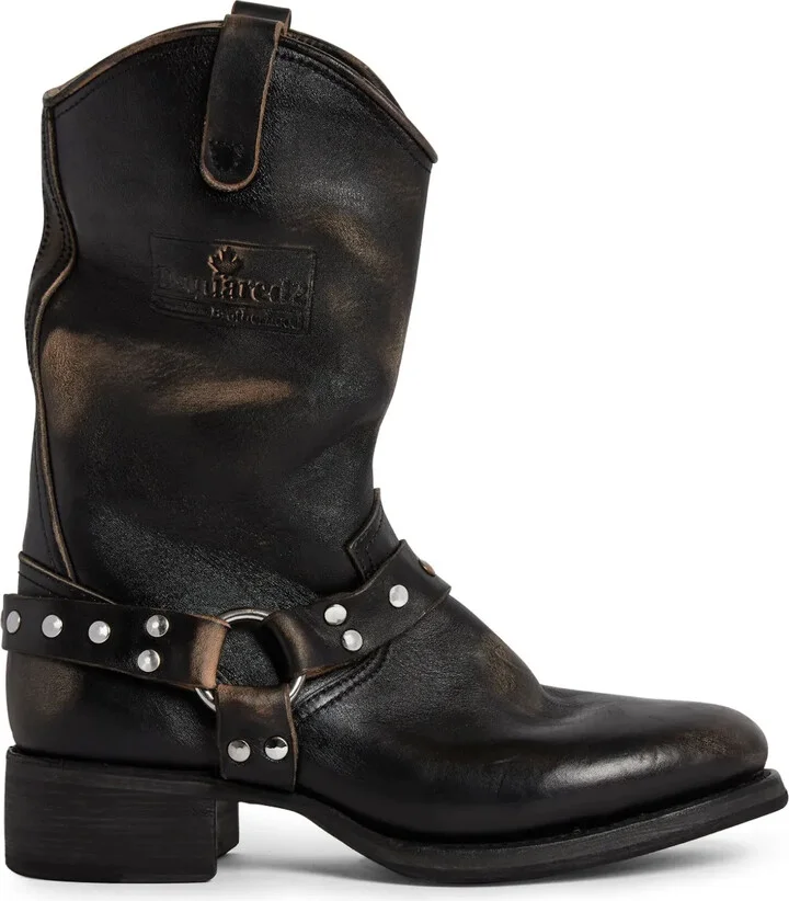 Worn-Treated Biker Boots