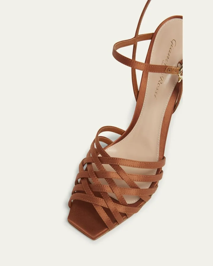 Woven Crepe Ankle-Strap Sandals - Image 2