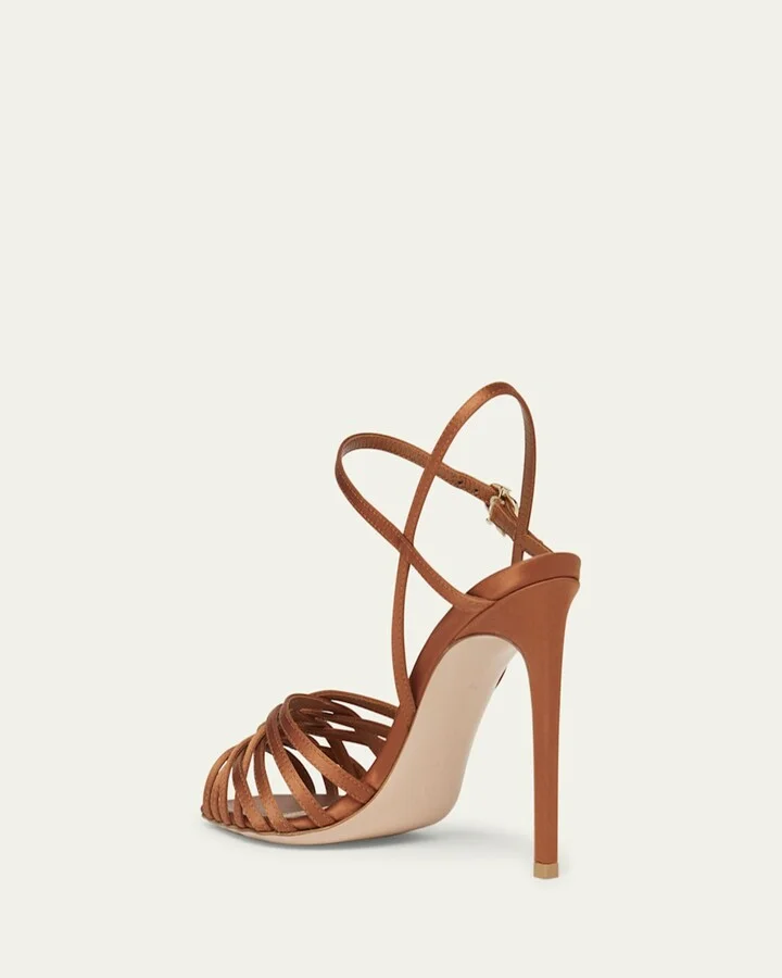 Woven Crepe Ankle-Strap Sandals - Image 4