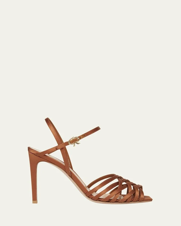 Woven Crepe Ankle-Strap Sandals
